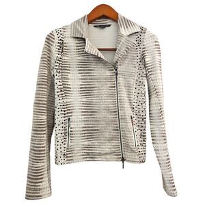 Armani Exchange AX Asymmetrical Zipper Moto Jacket with Rhinestone Size Small